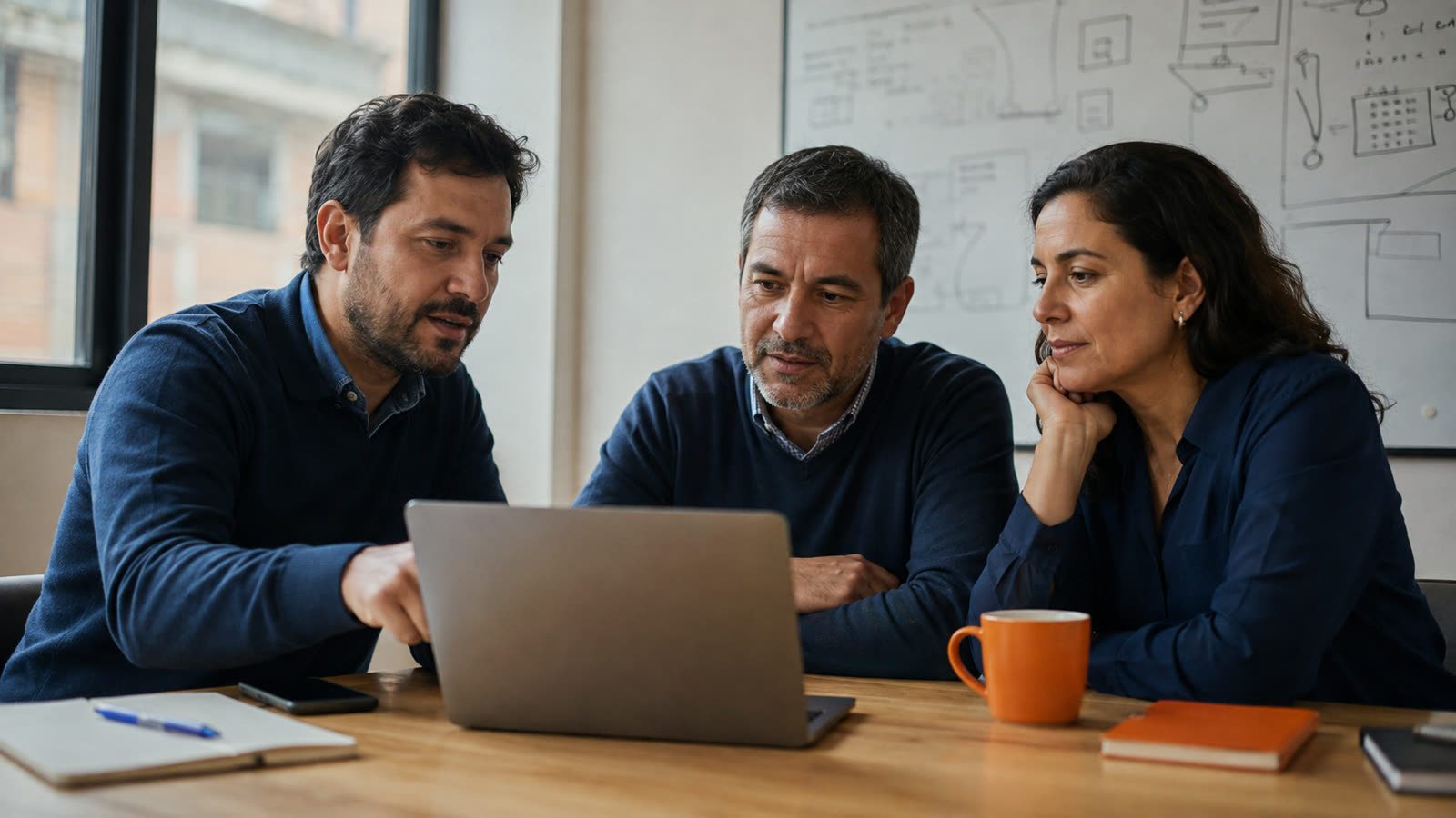 Asesor en inteligencia artificial trabajando con el equipo de una empresa sobre un proceso real de su operación
