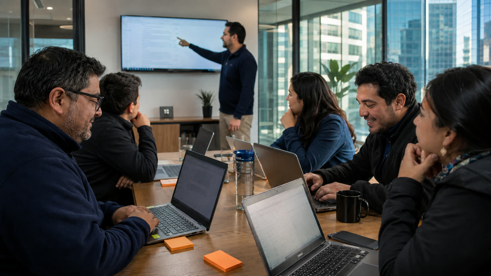 Equipo de una empresa trabajando con inteligencia artificial sobre casos reales de su operación